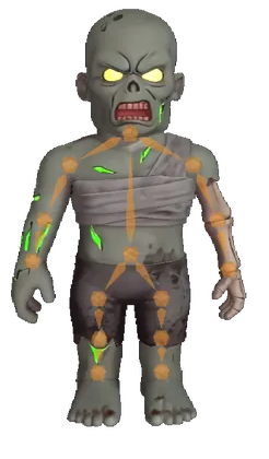 Auto-rig: Rigged automatically: skinned, every joint placed, test walk included.